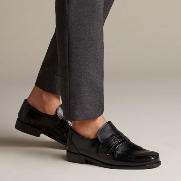 Clarks Mens Astute Drop Loafers Black | CA-5946270